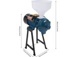 Molino Elettrico Per Cereali - Mulino Per Farina E Mais - 2200 W - 220 V - 1400 Giri/Min - Per Cereali Secchi E Fagioli - Con Tramoggia - Blu