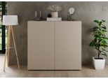 Highboard Home Affaire "Rio, HöHe 111 Cm, Breite 120 Cm, Stauraumschrank, Kommode, 2 TüRen", Beige (Cashmere, Front Mit Geriffelter Struktur), B:121Cm H:111Cm T:42Cm, Sideboards, Highboard, Geriffelte Mdf-Fronten, Modern U. Elegant, Viel Stauraum
