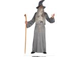 Costume Da Mago Stregone Halloween Medievale Fantasia, Taglia: 52 - 54 (L) Colore: Grigio