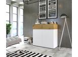 Kommode Home Affaire "Rimini", Weiß (Weiß, Eichefarben Artisan), B:90Cm H:86Cm T:40Cm, Sideboards, Kommode, Breite 90 Cm