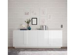 Sideboard Home Affaire "Jupiter, Breite 241 Cm, Kommode 4 TüRen - Soft Closing, Anrichte", Weiß (Weiß Hochglanz Lack), B:241Cm H:90Cm T:44Cm, Sideboards, Sideboard, Moderne Griffblende, Fsc, Cleveres Stauraumkonzept