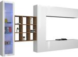 Wohnwand Home Affaire "Maruska", Weiß (Weiß Hochglanz, Weiß Hochglanz), B:350Cm H:180Cm T:30Cm, Holzwerkstoff, KastenmöBel-Sets, Wohnwand
