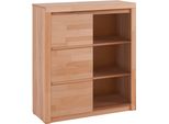Highboard Otto Home "Silkeborg", Beige (Kernbuche Teilmassiv), B:90Cm H:100Cm T:35Cm, Holz Teilmassiv, Sideboards, Highboard, Breite 90 Cm
