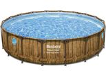 Set Completo Per Piscina Fuori Terra Bestway® Power Steel™ Swim Vista Series™ Con Pompa Filtro Ø 549 X 122 Cm, Effetto Legno (Pino), Rotonda