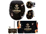 Badaccessoire-Set SANILO VIP Lounge, schwarz, Massivholz, Badaccessoires-Sets