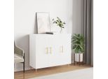 The Living Store Madia Bianca 90X34X80 Cm Materiale A Base Di Legno
