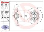 2X Brembo 08.A135.17 Disco Freno Asse Posteriore
