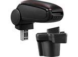 Copri Bracciolo Centrale In Pelle Nero / Rosso Per Mazda 2 Tipo Dj Dal 2014-