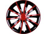 4X Set Di Coprimozzi Premium Design Gral 14 Inch In Rosso/Nero