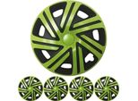 4X Set Di Coprimozzi Premium Design "Cyrkon"" 15 Inch In Verde Nero"