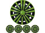 4X Set Di Coprimozzi Premium Design "Spinel"" 15 Inch In Verde Nero"