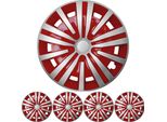 4X Set Di Copricerchi Premium Design Spinel 15 Inch In Argento / Rosso