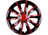 4X Coprimozzi Premium Design Copriruota Gral 15 Inch #53 Rosso Nero