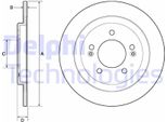 2X Disco Freno Delphi BG4749C Per Hyundai I30 (Gd) Per Kia Cee'd (Jd) 25 8Mm