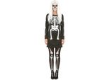 Elegante Costume Da Scheletro Da Donna Per Halloween In Bianco E Nero - S / M