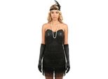 Elegante Costume Charleston Da Donna Nero - S
