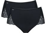 Slip Donna Sloggi - Maxi, Pure Sense Luxe, Confezione Da 2, Monocolore Nero 46