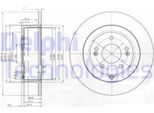2X Disco Freno Delphi BG4136 Per Hyundai Santa FÉ Ii (Cm) 71 5Mm 302Mm