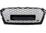 Griglia Radiatore Griglia Sportiva A Nido D'ape Nero Lucido + Supporto Pdc Per Audi A5 F5 Dal 2016-