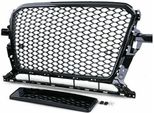 Griglia Radiatore Griglia Sportiva A Nido D'ape Nero Lucido + Supporto Pdc Per Audi Q5 8R 2012-2016