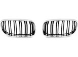 Griglia Radiatore Double Rip Cromo Nero Lucido Per Bmw Serie 3 E90 Lci Facelift 2008-11
