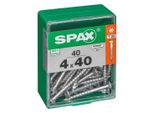 Set Di 40 Viti Spax A Testa Svasata Piana In Acciaio, Diam.4 Mm X L.40 Mm