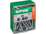 Set Di 25 Viti Spax A Testa Svasata Piana In Acciaio, Diam.5 Mm X L.60 Mm