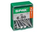 Set Di 15 Viti Spax A Testa Svasata Piana In Acciaio, Diam.6 Mm X L.50 Mm