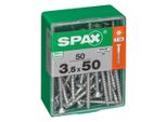 Set Di 50 Viti Spax A Testa Svasata Piana In Acciaio, Diam.3,5 Mm X L.50 Mm