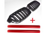 Griglia Radiatore Griglia Sportiva Griglia Nera Lucida + Montanti Griglia In Rosso Per Bmw