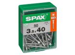 Set 50 Viti Spax In Acciaio Testa Autosvasata Piana Diam.3,5 Mm X L.40 Mm