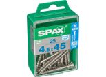 Set Di 25 Viti Spax In Acciaio Inox Testa Svasata Torx, Diam.4,5 Mm X L.45 Mm