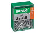 Set 50 Viti Spax In Acciaio Testa Autosvasata Piana Diam.3,5 Mm X L.35 Mm