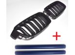 Griglia Del Radiatore Griglia Sportiva Griglia Nera Lucida + Montanti Della Griglia In Colore Blu Per
