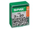 Set Di 100 Viti Spax A Testa Svasata Piana In Acciaio, Diam.3,5 Mm X L.20 Mm