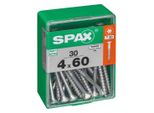 Set Di 30 Viti Spax A Testa Svasata Piana In Acciaio, Diam.4 Mm X L.60 Mm
