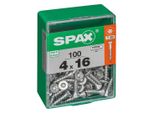 Set Di 100 Viti Spax A Testa Svasata Piana In Acciaio, Diam.4 Mm X L.16 Mm