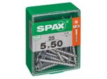 Set Di 25 Viti Spax A Testa Svasata Piana In Acciaio, Diam.5 Mm X L.50 Mm