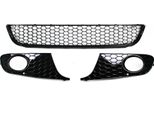 Set Griglia Paraurti A Nido D'ape Sinistra + Destra + Centro Nero Glanz Per Vw Golf 6