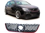 Griglia Radiatore Sportiva Con Modanatura Rossa Per Vw Polo 9N3 05-09 Anche Gti