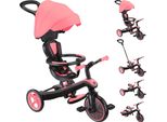 Globber Explorer Trike 4In1 - Passeggino, Triciclo E Balance Bike, 10/8,5 Pollici, Sedile In Tpr, Regolabile In Altezza, Rosa Corallo