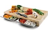 Tagliere Professionale Lacor Con 2 Cassetti In Acciaio Inox - Legno Di Gomma - 61,5 X 34 X H 7Cm