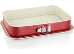 Teglia Quadrata 35X24 Cm - Teglia Rettangolare Grande, Antiaderente, Con Protezione Contro Le Perdite, Tortiera Alta, Rosso/Crema