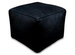 Pouf Quadrato In Vera Pelle - Nero - Fatto A Mano - Consegnato Riempito - Pouf, Pouf, Poltrona, Poggiapiedi In Pelle