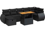 Syfax™ Set Divani Da Giardino 5 Pz Con Cuscini Nero Polyrattan Acacia