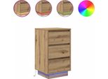 Syfax™ Comodino Con Luci Led Rovere Artigianale 38X34X65 Cm