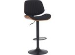 Sgabello Da Bar Con Rivestimento In Tessuto - Struttura In Legno - Altezza Regolabile A 360°, Design Girevole | Colore: Noce/Nero | Colore Base: Nero