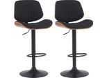 Set Di 2 Sgabelli Da Bar - Sedie Alte - Regolabili In Altezza E Girevoli | Colore: Noce/Nero | Colore Base: Nero