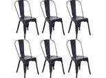 Milani Home - Set 6 Sedie In Metallo Industrial Cm 35 L X 45 P X 85 Hdi Coloregrigio Scuro