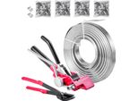 Succebuy Kit Di Reggette In Acciaio In 4 Pezzi, Strumento Manuale Per Reggiare Con 122 Metri Di Reggette Metalliche, 400 Graffette Metalliche E Utensile Da Taglio, Ideale Per L'imballaggio, Il Trasporto E Lo Stoccaggio In Officina